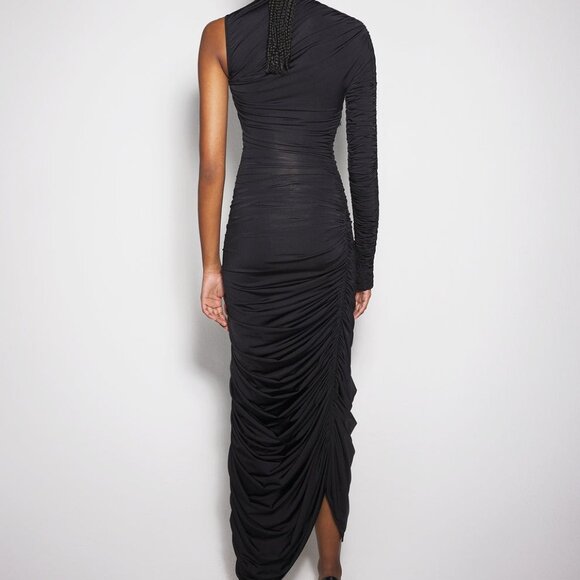 NWT Mugler Ruched Long Dress in Black NEW FWRD bodycon ruched cutout maxi - Picture 3 of 14